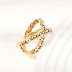 Anillos abiertos de acero inoxidable 304 con rhinestone para mujer&nbsp;RB-CBA2039-02G-01