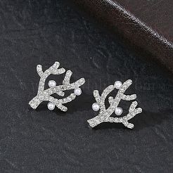 Ohrstecker aus Messing mit Mikropavé-Zirkonia für Damen&nbsp;EJEW-A167-15P