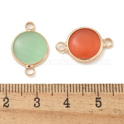 Messing Pflaster Glas flache runde Verbindungsstück Charms&nbsp;KK-G517-16G