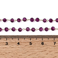 Handgefertigte Gliederkette aus Edelstahl 304 mit facettierten GlasUnterlegscheibenperlen&nbsp;NJEW-G195-01G-03
