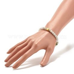 Bracciale elasticizzato in giadeite naturale con perline tonde e ematite sintetica a colonna&nbsp;BJEW-JB07573-01