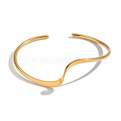 Minimalistische offene Manschettenarmbänder aus 304 Edelstahl in Wellenform für Damen&nbsp;LS-XJ3196