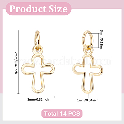 14 pz ciondolo a croce in ottone&nbsp;KK-LP0001-51