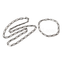 Schmucksets aus Büroklammerketten aus Edelstahl 304 (Armband & Halskette)&nbsp;SJEW-L199-15P