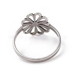 Anello da dito in acciaio inossidabile 201 anti-ossidazione con fiore&nbsp;RJEW-J051-30P