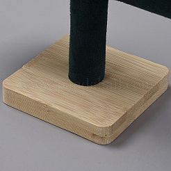 T-förmiger Balkenarmband-Ausstellungsständer aus Wildlederimitat mit Holzsockel&nbsp;AJEW-WH0471-148A