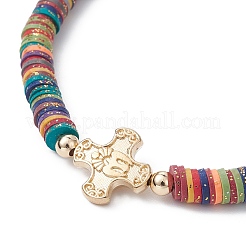 Disques en argile polymère heishi surfeur bracelets extensibles&nbsp;BJEW-JB09835