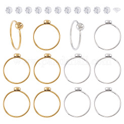 10 Stück 304 Edelstahl-Fingerring-Strass-Einstellungen&nbsp;STAS-TA0005-87
