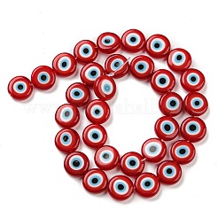 Handmade bösen Blick lampwork flache runde Perle Stränge&nbsp;LAMP-L058-12mm-06A