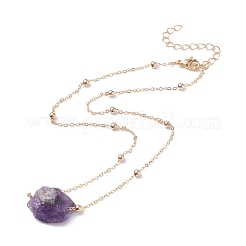 Collana da donna con ciondolo in pietra grezza naturale&nbsp;NJEW-JN03781