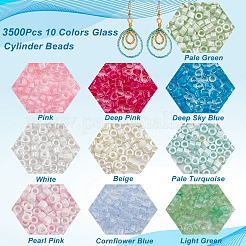 3500 Stück 10 Farben GlasZylinderförmigperlen&nbsp;SEED-NB0001-78