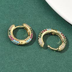 Créoles en laiton avec zircone cubique de micro pave&nbsp;EJEW-C181-13G
