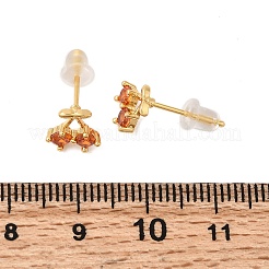 Kirsche Messing Micro Pave Kubisch Zirkonia Ohrstecker&nbsp;EJEW-P331-08G