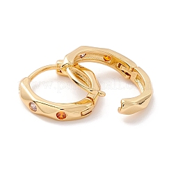 Orecchini a cerchio huggie con zirconi cubici placcati oro reale 18k per ragazze donne&nbsp;EJEW-I260-03G-NR
