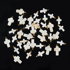 40 ciondolo a croce in conchiglia d'acqua dolce naturale in 2 stili con cauzioni in ottone&nbsp;PALLOY-TA00389