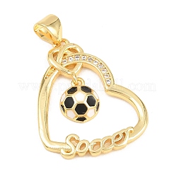 Pendentifs en laiton sertis de micro-pavés de zircone cubique sur le thème du football&nbsp;KK-A297-09C-G