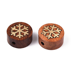 Mala en bois de santal naturel et perles de recherche en laiton&nbsp;WOOD-T032-33C