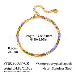 Bracelets de tennis rectangulaires en acier inoxydable 304 sertis de zirconiums cubiques pavés pour femmes&nbsp;ZP9191-1
