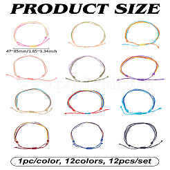 12 Stück 12 Farben verstellbare geflochtene Wachskordelarmbänder für Frauen&nbsp;BJEW-LP0003-15