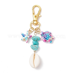 Decorazioni pendenti a forma di tartaruga e stella marina in turchese sintetico&nbsp;HJEW-JM03646