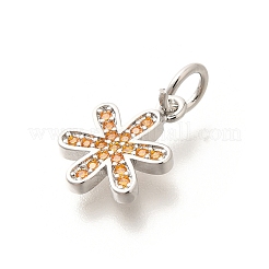Pendentifs en laiton micro pavés de zircones cubiques orange&nbsp;KK-L225-016P