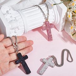 Polymer Clay Strass Kreuz Anhänger Legierung Kette Halsketten&nbsp;NJEW-CN0001-16C