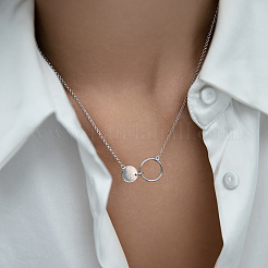 Collar con colgante geométrico circular de plata de ley s925 para uso diario&nbsp;BO0025
