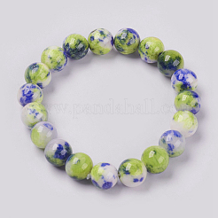 Pulsera de jade natural con abalorios elásticas&nbsp;BJEW-P214-13-12mm