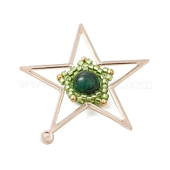 Occhio di tigre naturale (tinto e riscaldato) e pendenti a forma di stella con perline di vetro fatte a mano&nbsp;PALLOY-MZ00496-04