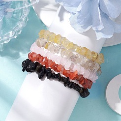 12 Konstellation natürliche gemischte Edelsteinsplitter Perlen Stretch-Armband-Sets für Frauen und Männer&nbsp;BJEW-JB10264-06