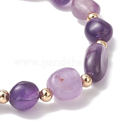 Braccialetti elastici con perline di ottone e pietre preziose naturali per le donne&nbsp;BJEW-JB13414