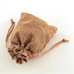 Polyester Imitation Sackleinen Verpackungsbeutel Kordelzugbeutel&nbsp;ABAG-R004-14x10cm-03