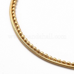 Ionenplattierung (IP) 304 Edelstahl Runde Schlange & Kugelketten Doppelschicht Multi-Strang Armband für Frauen&nbsp;BJEW-E074-03G