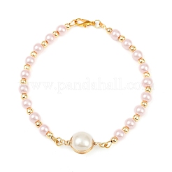 Bracciali a maglie rotonde con perle di vetro per donna&nbsp;BJEW-JB11975-01