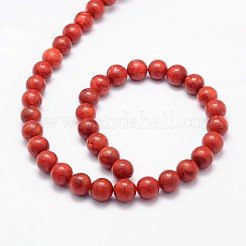 Erba sintetica perle tonde corallo fili&nbsp;CORA-E029-6mm-01