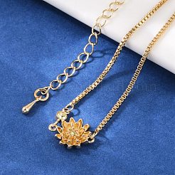 Messing Micro Pave Zirkonia Geburtstagsblumen Gliederarmbänder&nbsp;BJEW-U031-01G-11