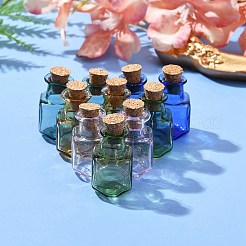 10 Stück 5 Farben quadratische Glaskorkenflaschen-Ornament&nbsp;GLAA-FS0001-72