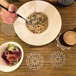 12 pièces 6 styles de tapis de tasse en bois&nbsp;AJEW-CJ0001-37