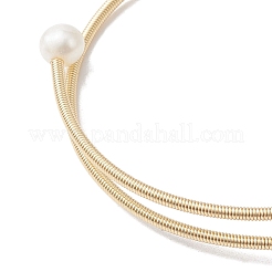 Galvanisiertes Manschettenarmband mit Perlen aus Naturquarz&nbsp;BJEW-JB10195