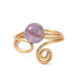 Anillos abiertos tipo brazalete con piedras preciosas naturales&nbsp;RJEW-JR01071
