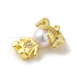 Placage de crémaillère en laiton micro pavé pendentifs en zircone cubique claire&nbsp;KK-C053-02A-G