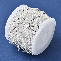 Handgefertigte Messing Pavé-Ketten mit klaren Zirkonia-Rhombus-Gliedern&nbsp;CHC-G027-01S