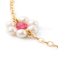 Perles de coquillage et perles acryliques bracelets à maillons de fleurs&nbsp;X1-BJEW-TA00003-04