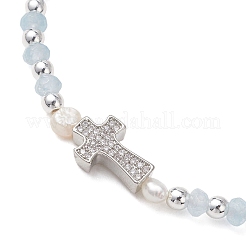 Pulseras elásticas con cuentas de jade de Malasia teñido natural y perlas cultivadas de agua dulce.&nbsp;BJEW-JB13380-02
