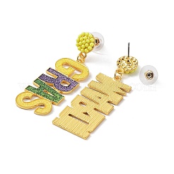 Glitzernde Buchstaben-Ohrstecker aus Zinklegierung mit Karnevalsmotiv&nbsp;EJEW-D087-05G