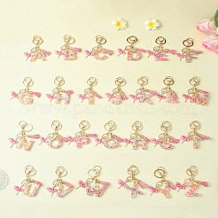 Porte-clés pendentif en résine pailletée transparente avec lettres A à Z&nbsp;KEYC-FZ00024-08