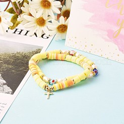 Set di bracciali elasticizzati in argilla polimerica fatti a mano&nbsp;BJEW-JB06350-03