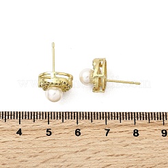 Boucles d'oreilles rondes en laiton et oxyde de zirconium transparent&nbsp;EJEW-L261-020G