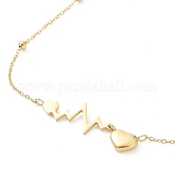 Collier avec pendentif en forme de battement de cœur en acier inoxydable 304 avec placage ionique (IP)&nbsp;NJEW-K252-05G