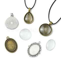 DIY Blanko-Kuppel-Set aus Glaslegierung und gewachster Kordel für die Halskettenherstellung&nbsp;DIY-FS0007-65